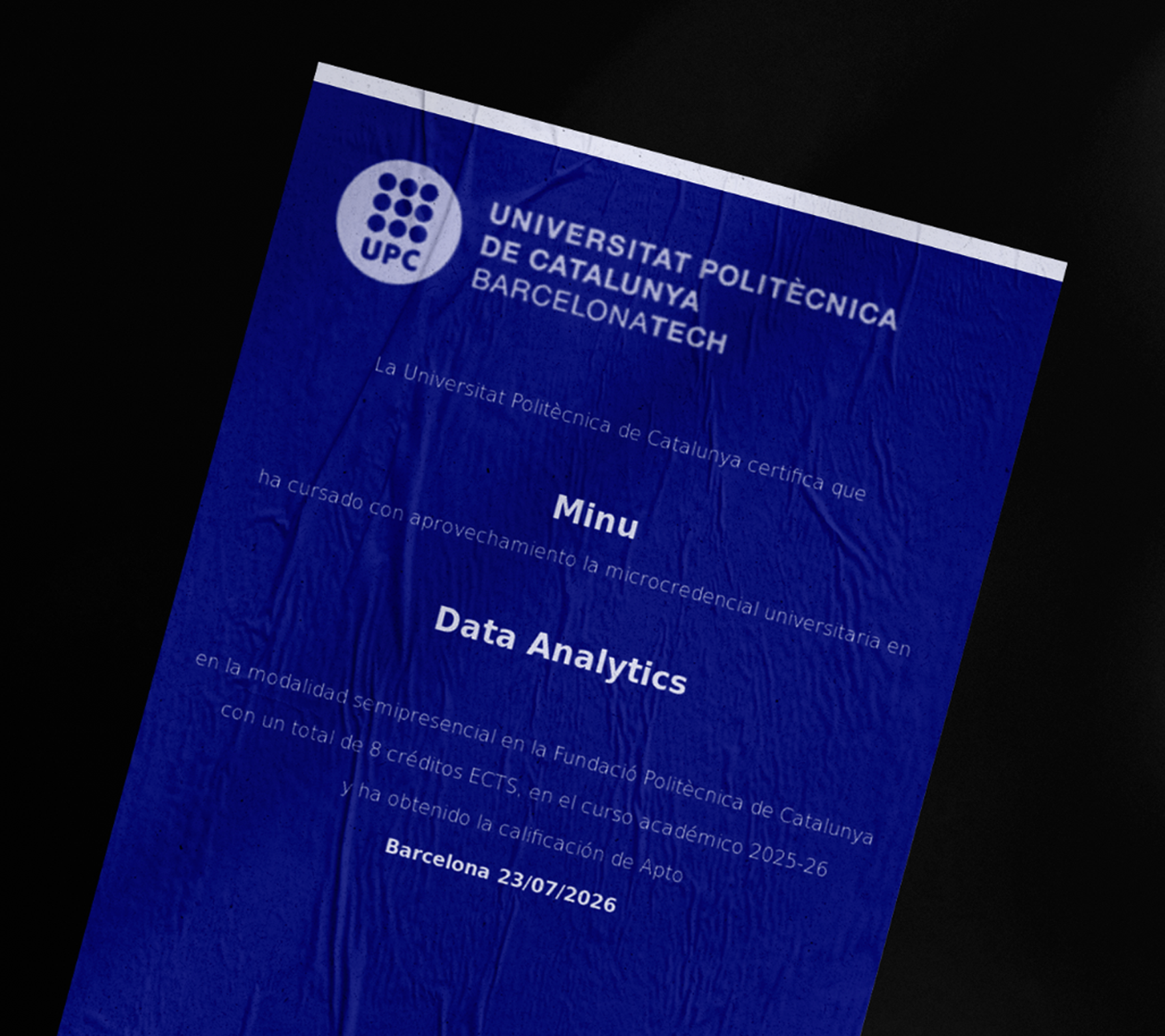Data Analyst Certification. Universidad Politécnica de  Catalunya